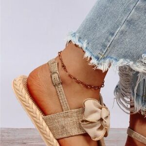 Elegant Beige Sandals with Flower Accent